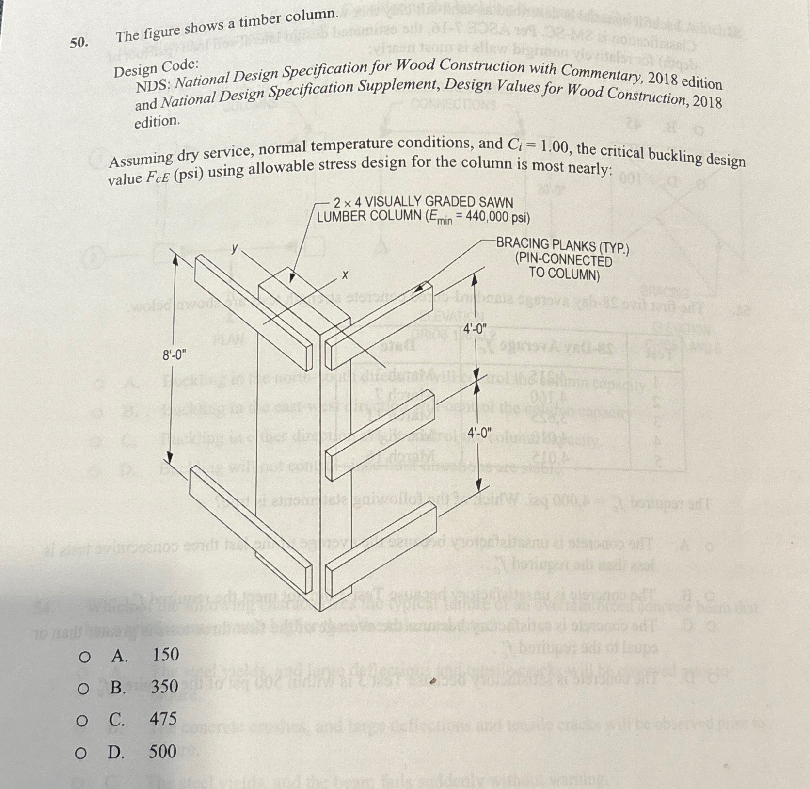 The figure shows a timber column. Design Code: