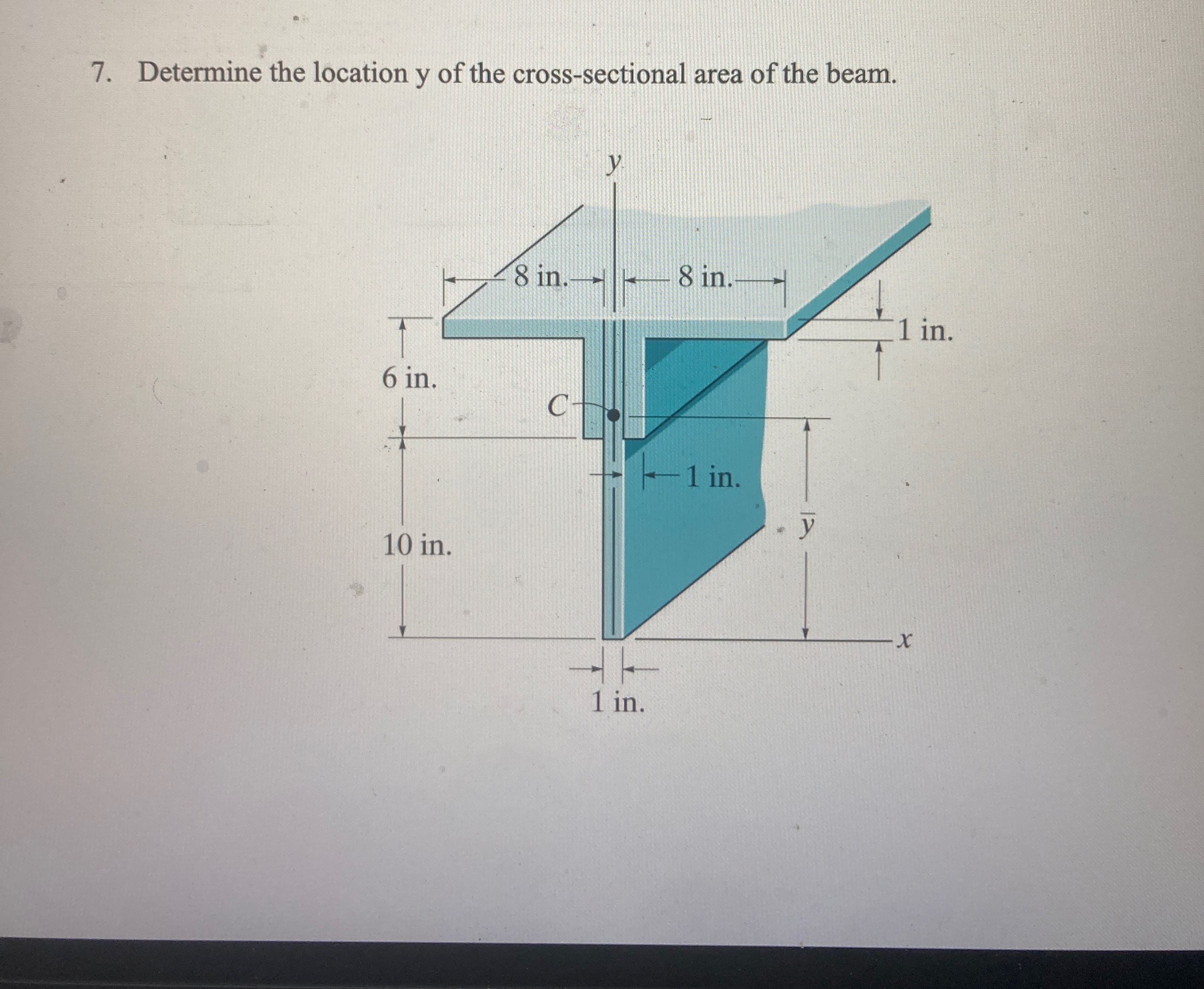 Determine the location y of the cross - sectional