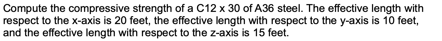Compute the compressive strength of a 1 2 3 0 of