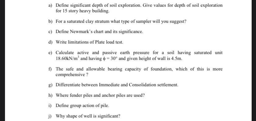 a ) Define significant depth of soil exploration.