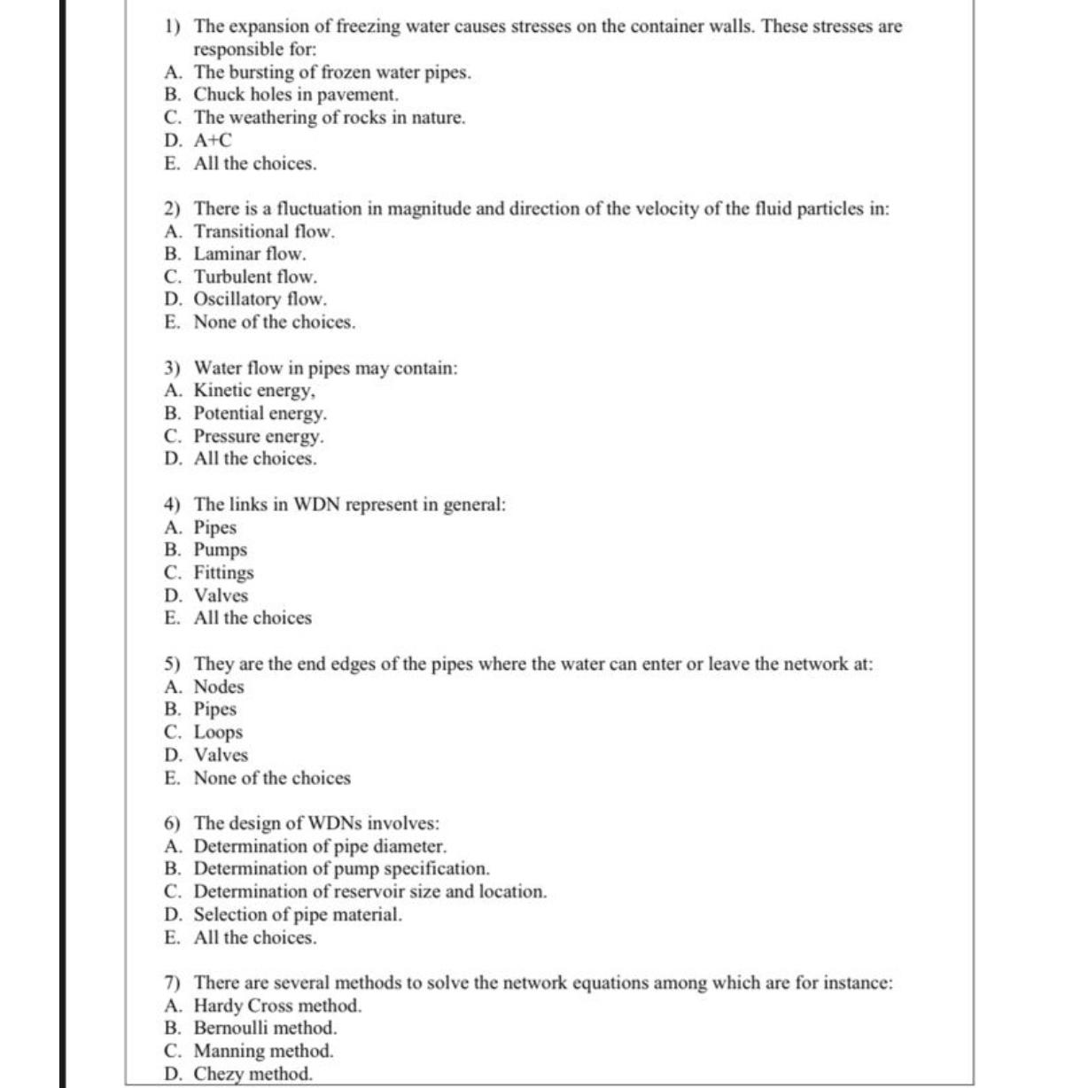 The expansion of freezing water causes stresses