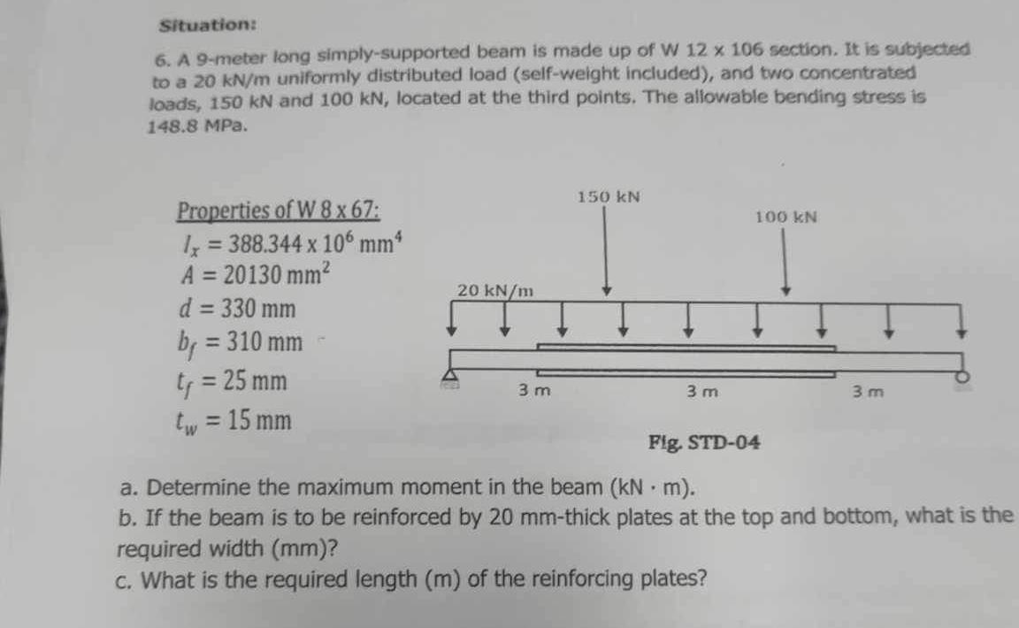 Situation: 6 . A 9 - meter long simply -