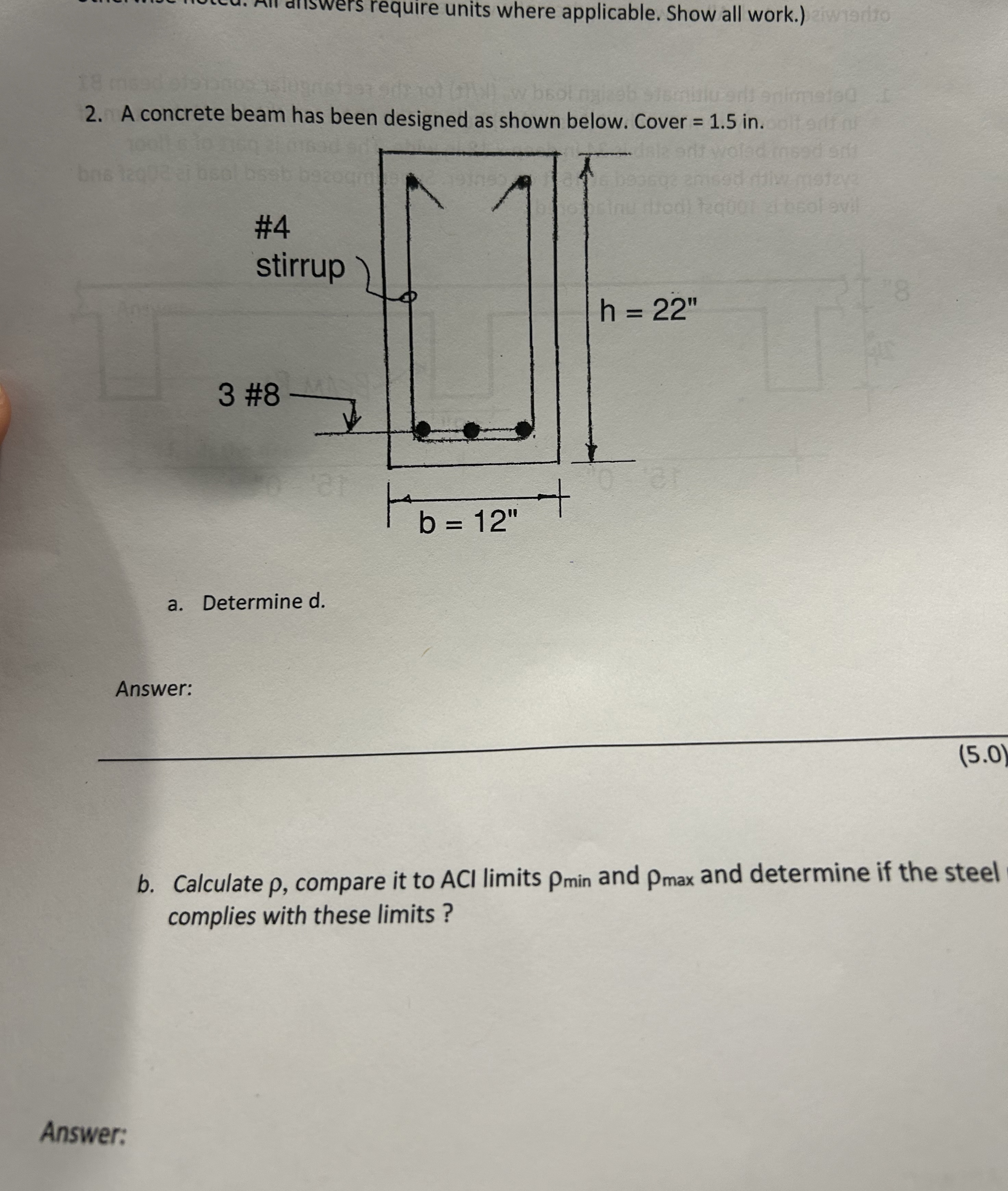 A concrete beam has been designed as shown below.