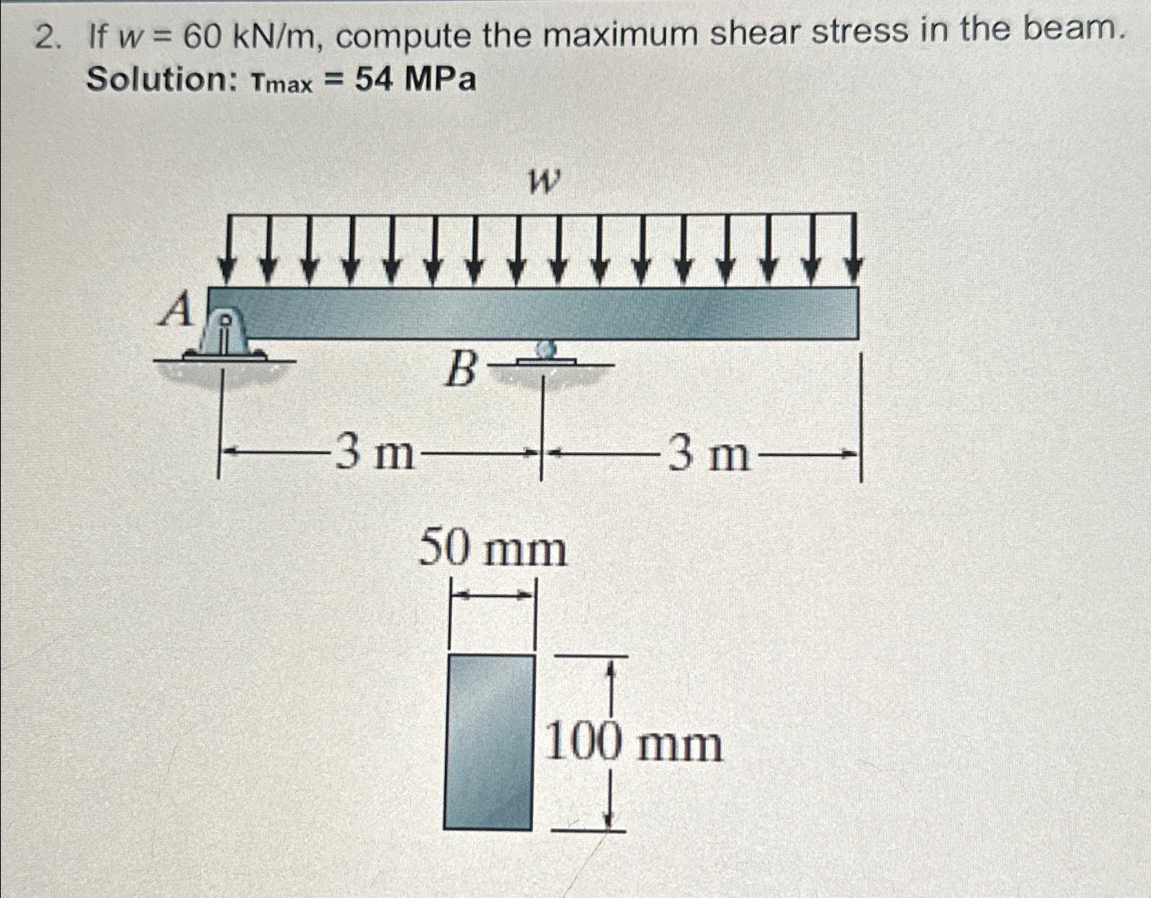 If w = 6 0 k N m , compute the maximum shear