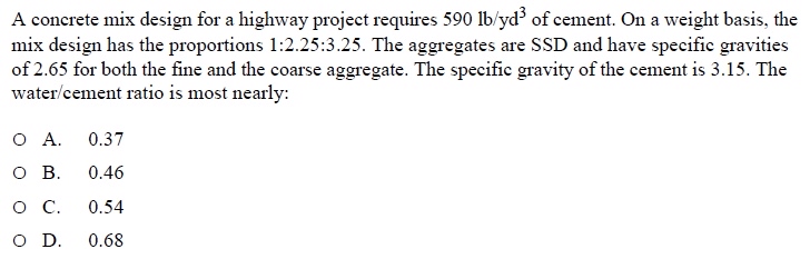 A concrete mix design for a highway project