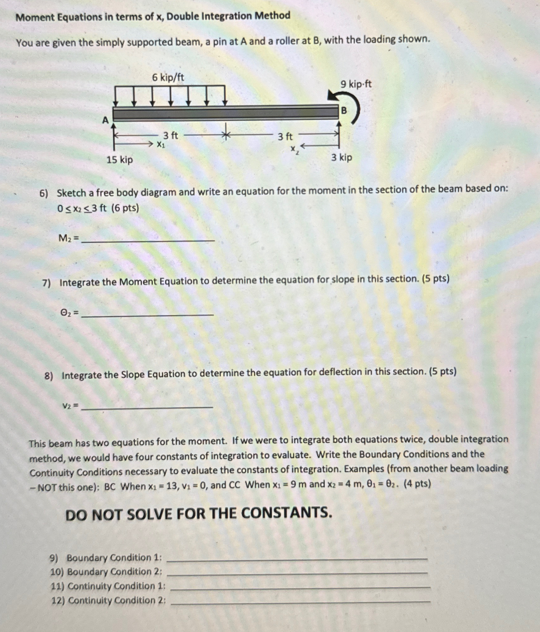 Moment Equations in terms of x , Double