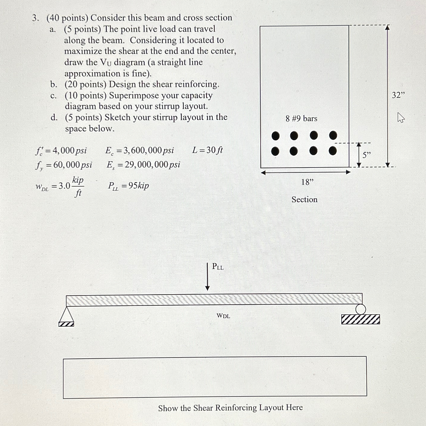 ( 4 0 points ) Consider this beam and cross