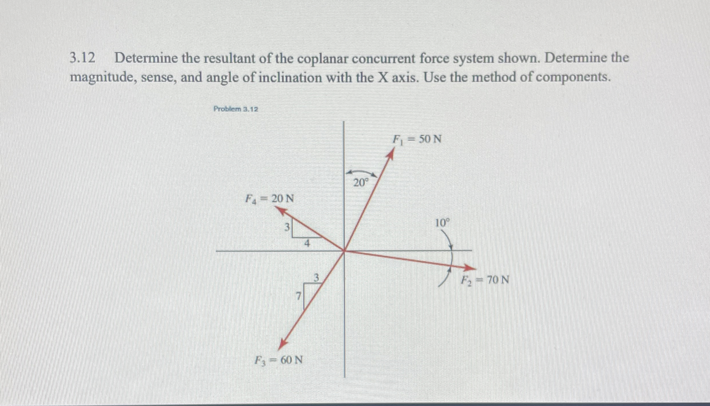 3 . 1 2 Determine the resultant of the coplanar