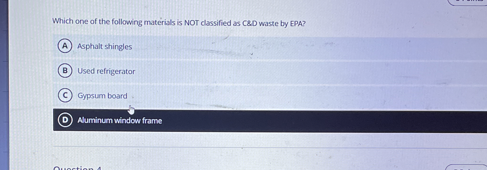 Which one of the following materials is NOT