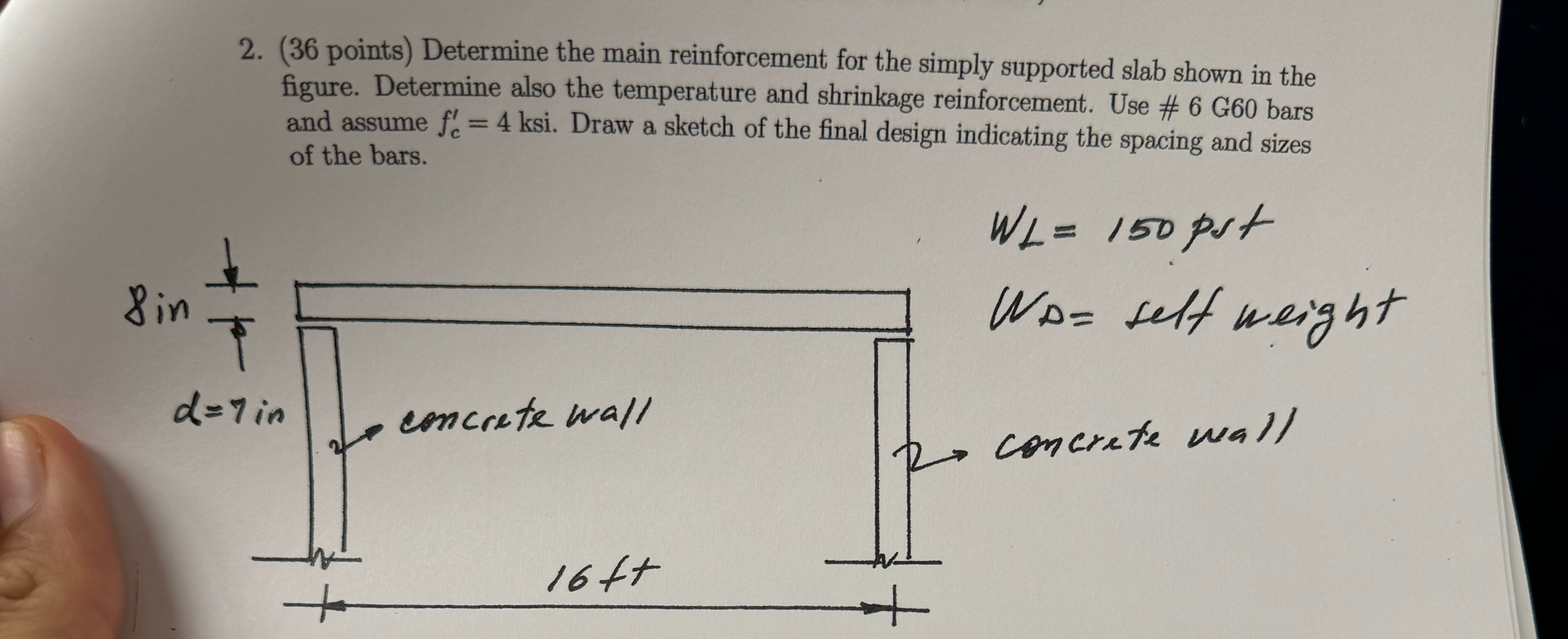 ( 3 6 points ) Determine the main reinforcement