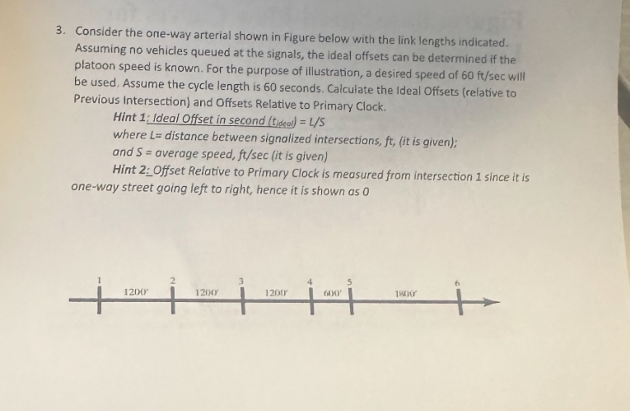 Consider the one - way arterial shown in Figure