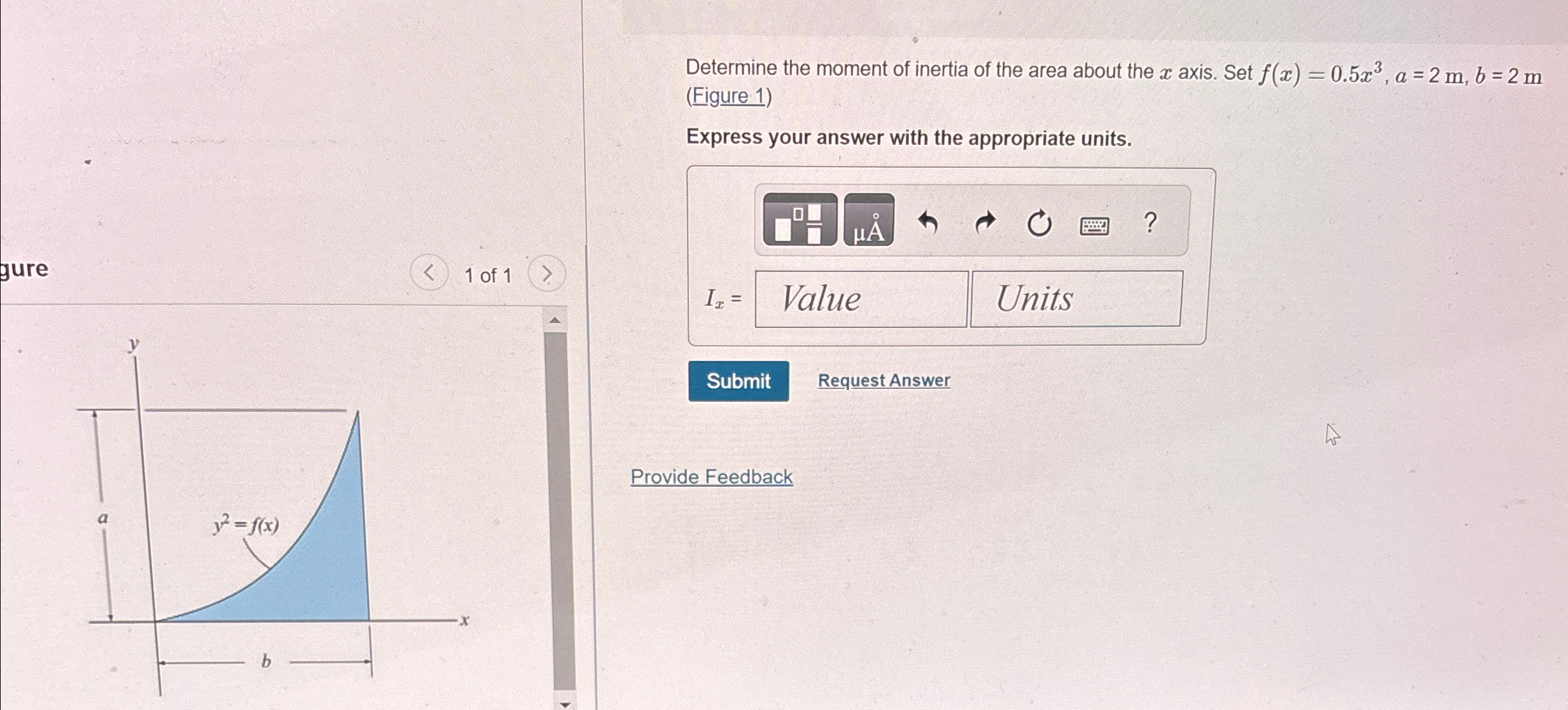 Determine the moment of inertia of the area about