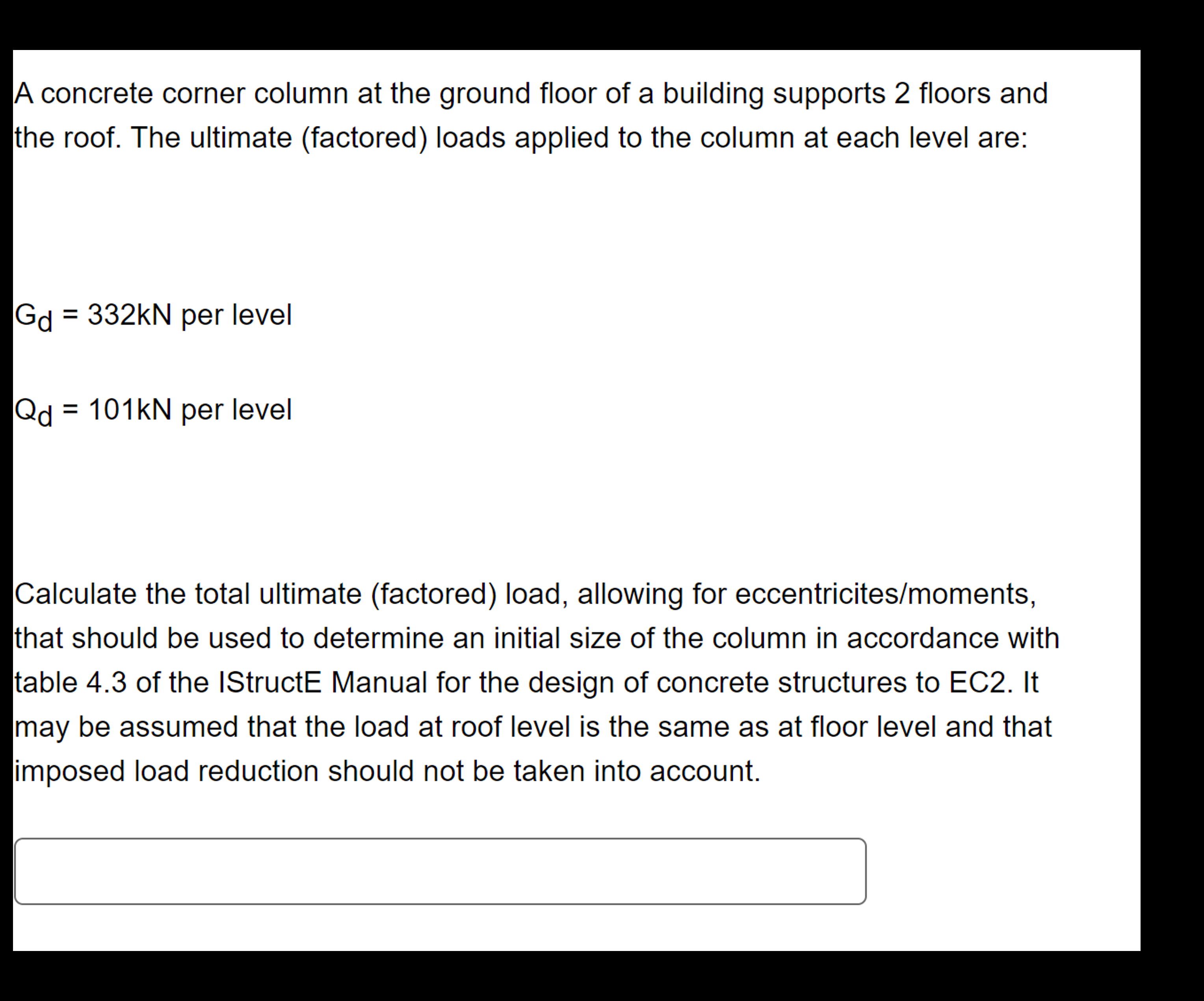 A concrete corner column at the ground floor of a
