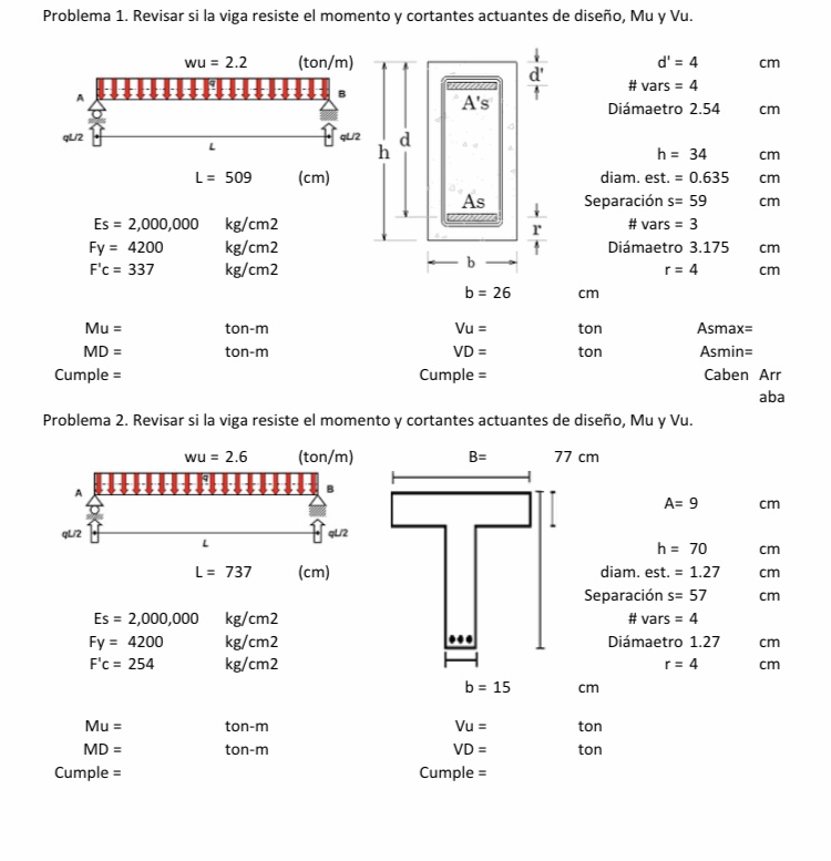 Problema 1 . Revisar si la viga resiste el