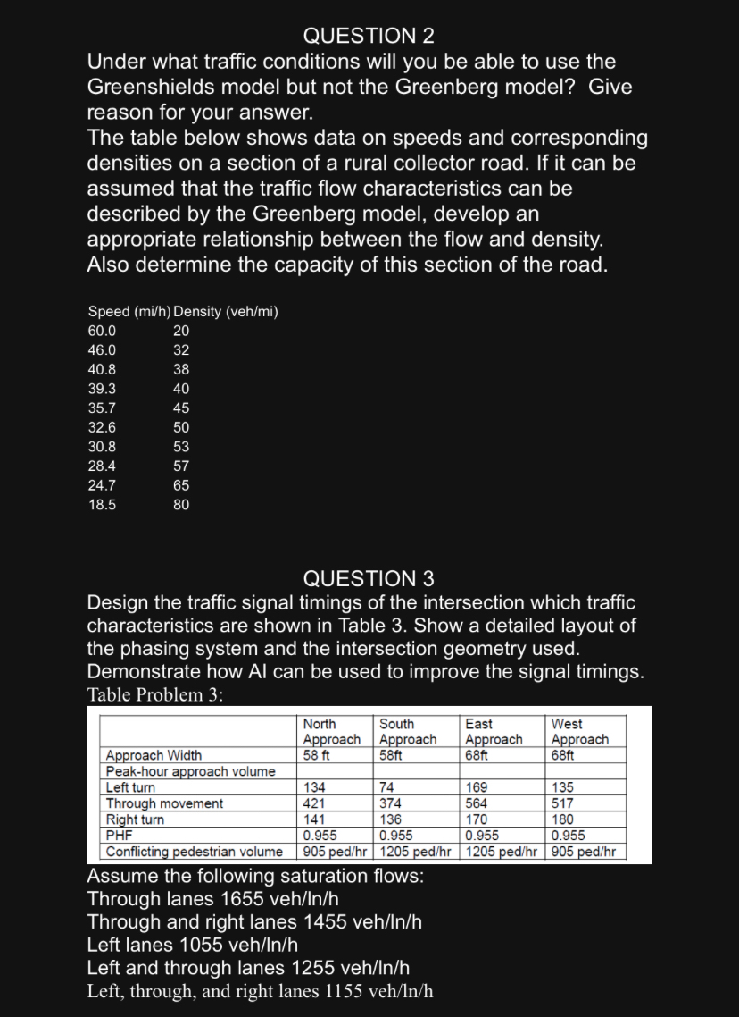 QUESTION 2 Under what traffic conditions will you