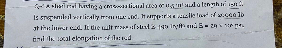 Q - 4 A steel rod having a cross - sectional area