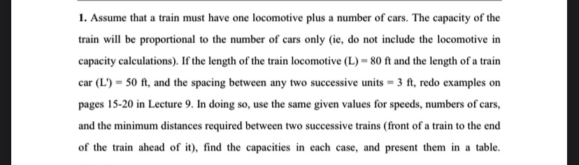 Example If length of a train car ( L ) = 8 0 f t