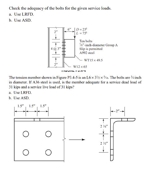 Check the adequacy of the bolts for the given
