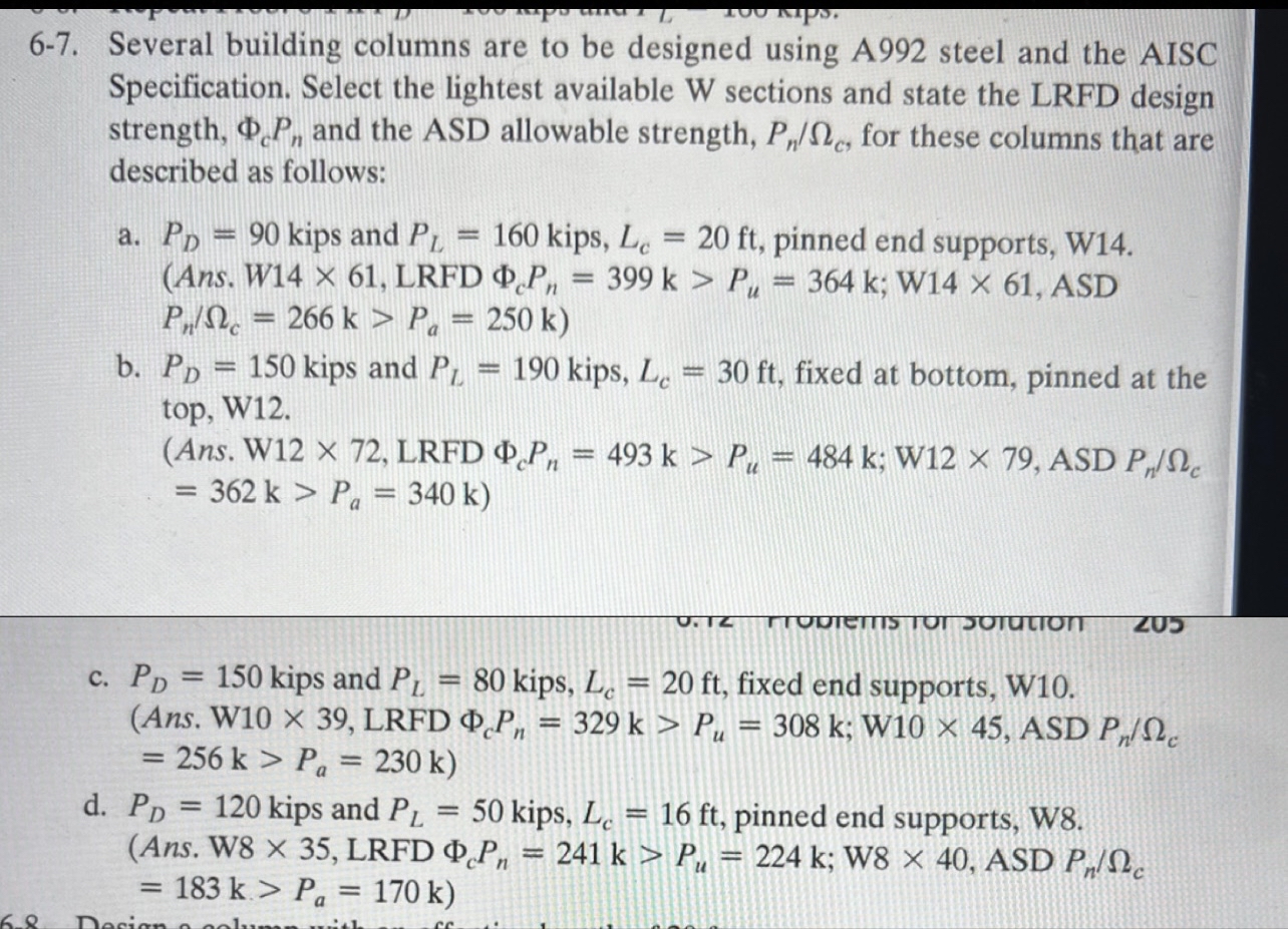 6 - 7 . Several building columns are to be