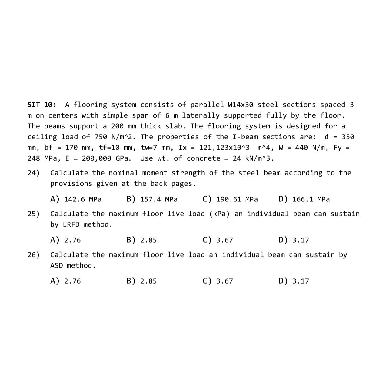 SIT 1 0 : A flooring system consists of parallel