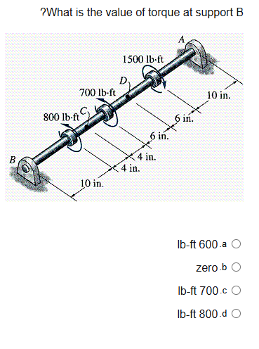 ? What is the value of torque at support B lb -