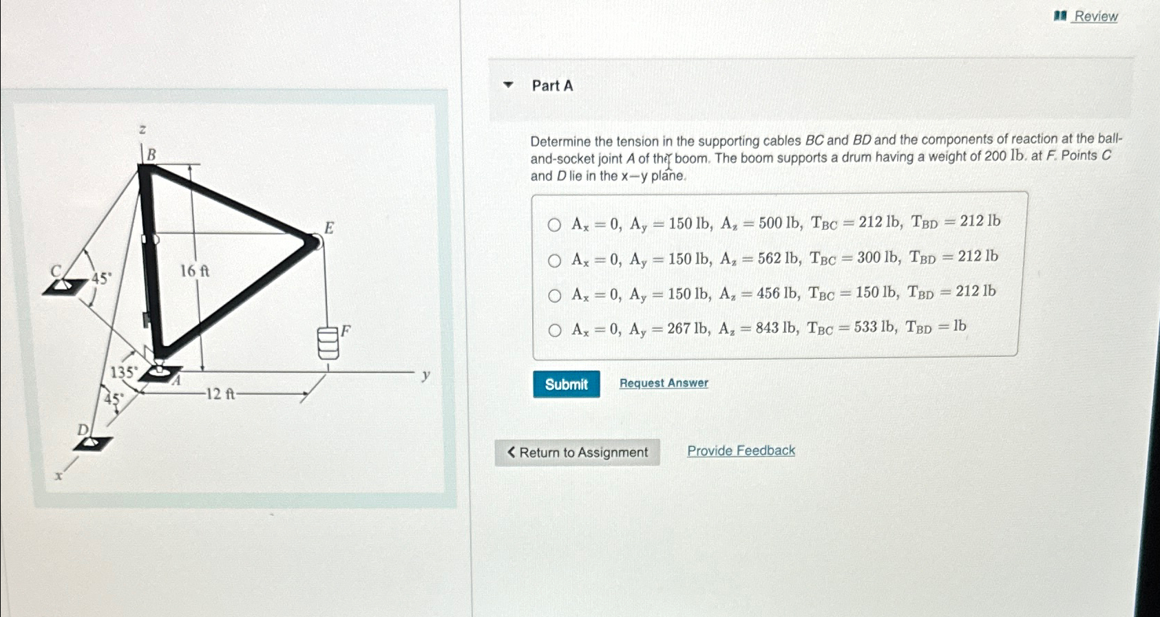 In Review Part A Determine the tension in the