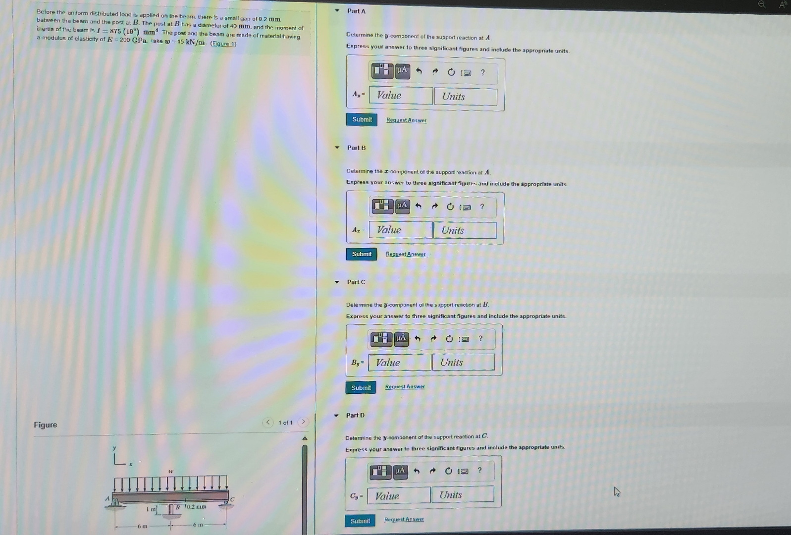 Before the uniform distributed load is applied on