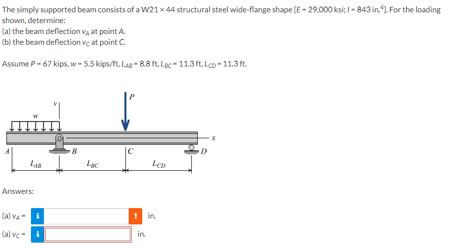 The simply supported beam consists of a W 2 1 4 4