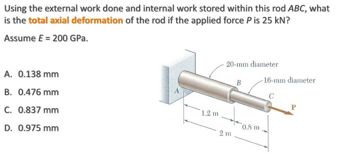 Using the external work done and internal work