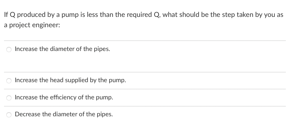 If Q produced by a pump is less than the required