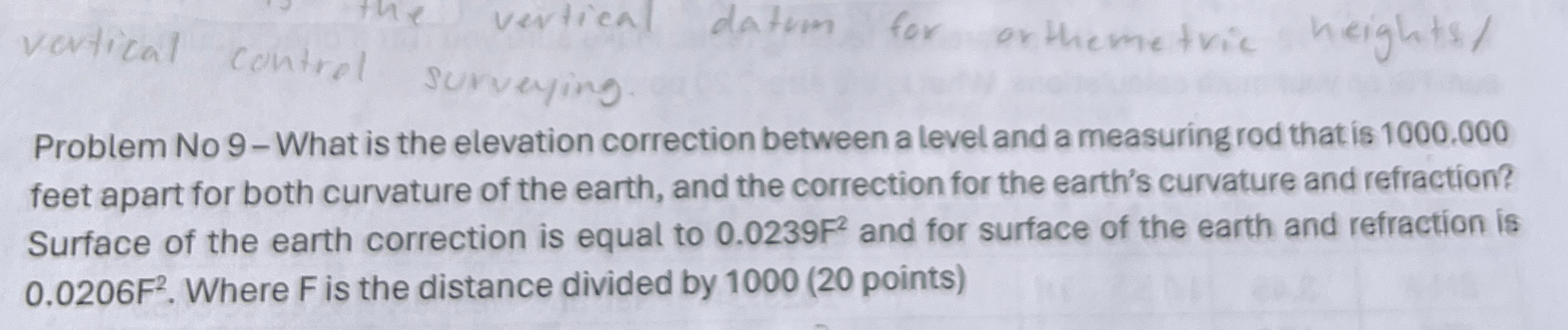 vertical control surveying. datum for orthemetric