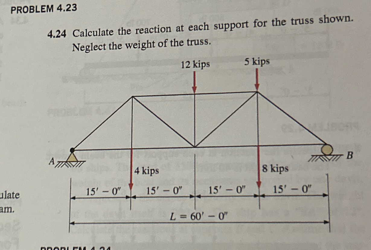 PROBLEM 4 . 2 3 4 . 2 4 Calculate the reaction at