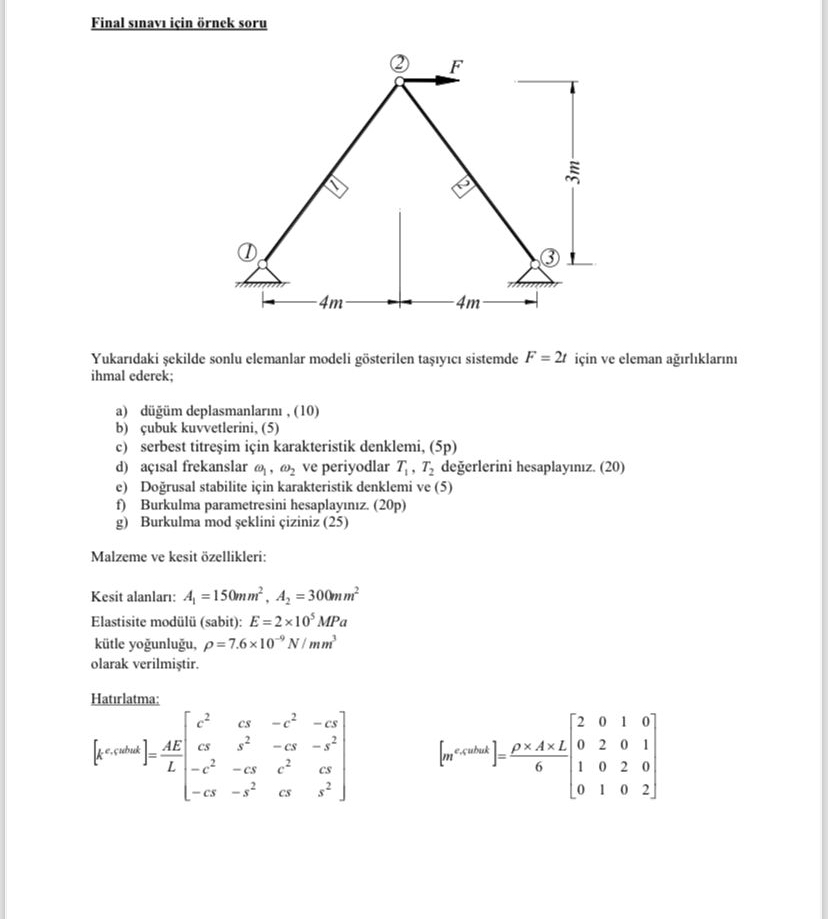 Final s nav icin rnek soru Yukar daki ekilde