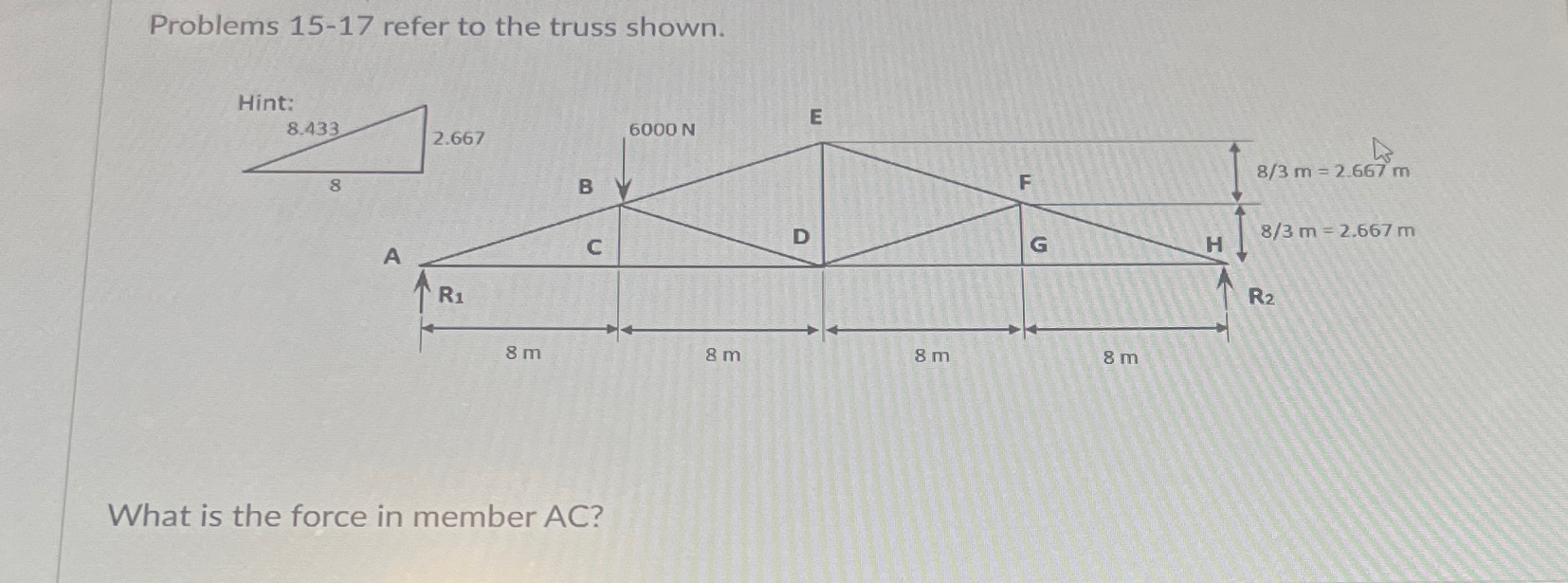 Problems 1 5 - 1 7 refer to the truss shown. What