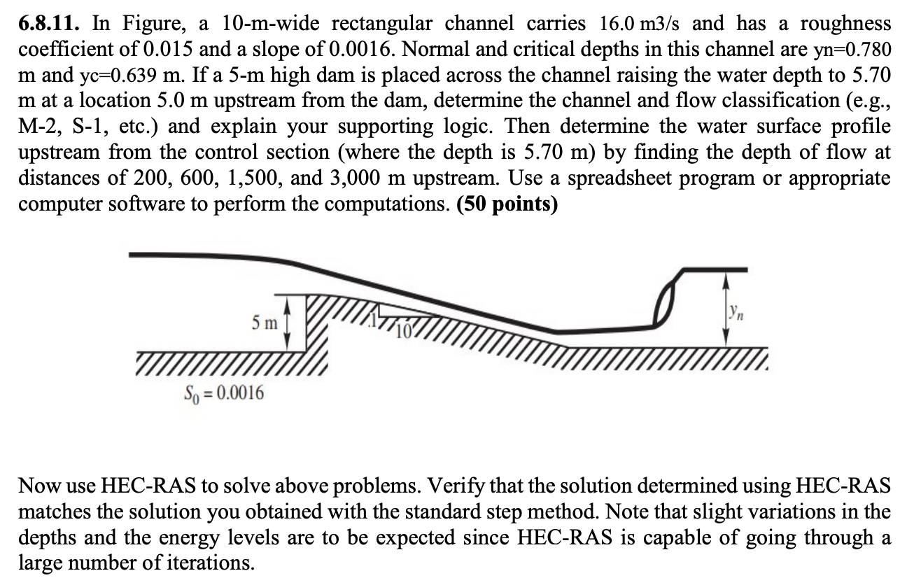 Now use HEC - RAS to solve above problems. Verify