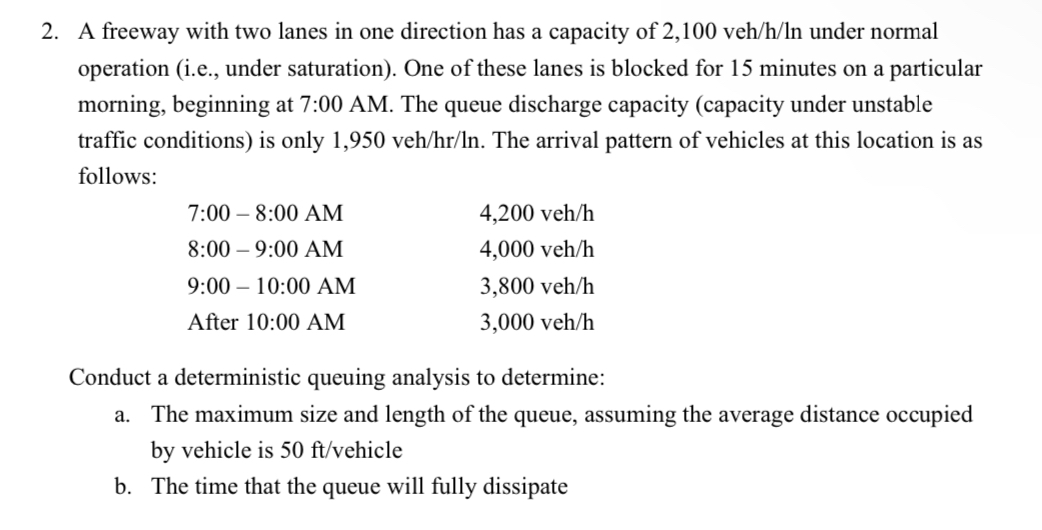 A freeway with two lanes in one direction has a
