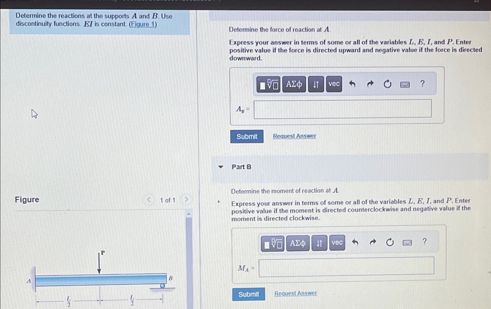 Determine the reactions at the supports A and B .