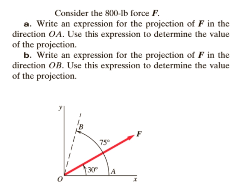 Consider the 8 0 0 - lb force F . a . Write an