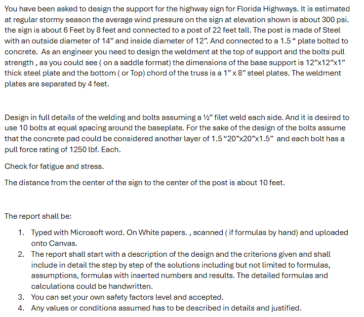 You have been asked to design the support for the