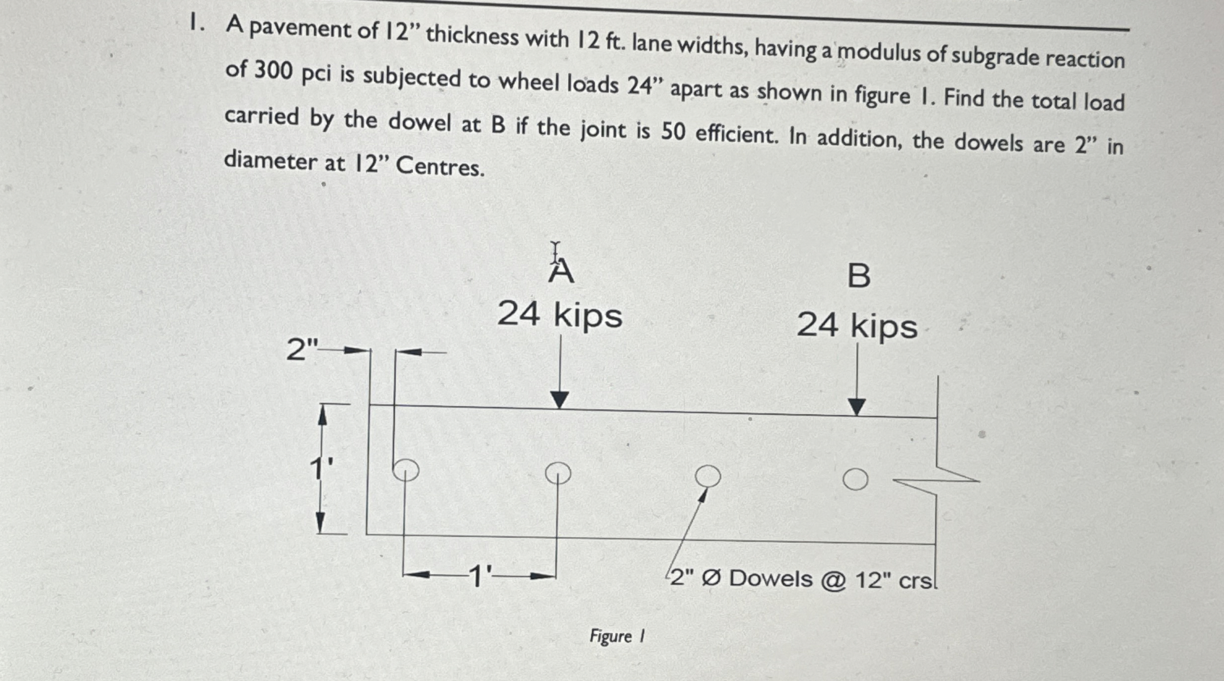I. A pavement of 1 2 " thickness with 1 2 ft .
