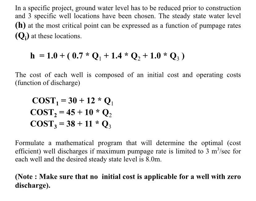In a specific project, ground water level has to