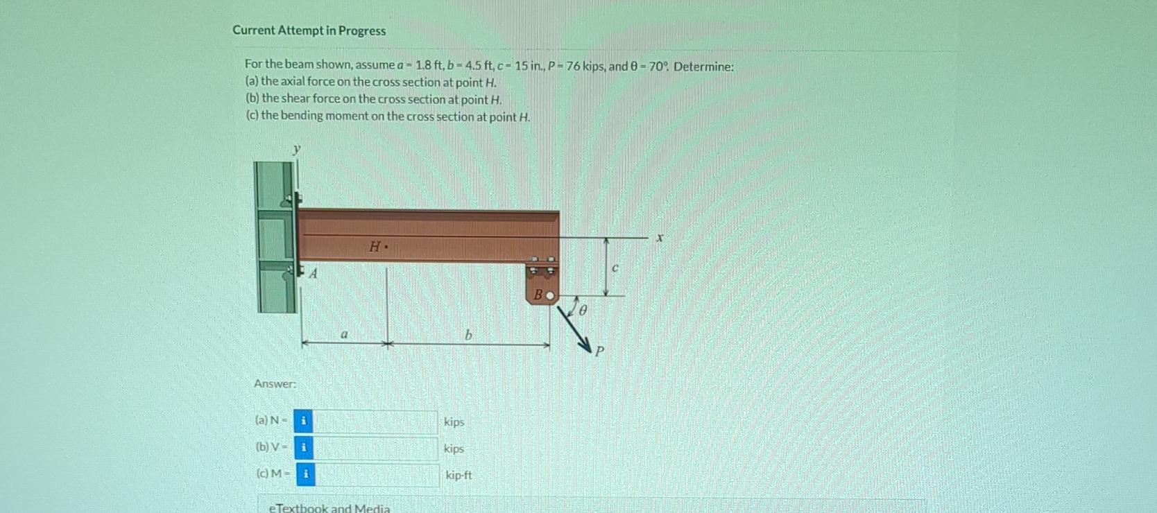 Current Attempt in Progress\ For the beam shown,