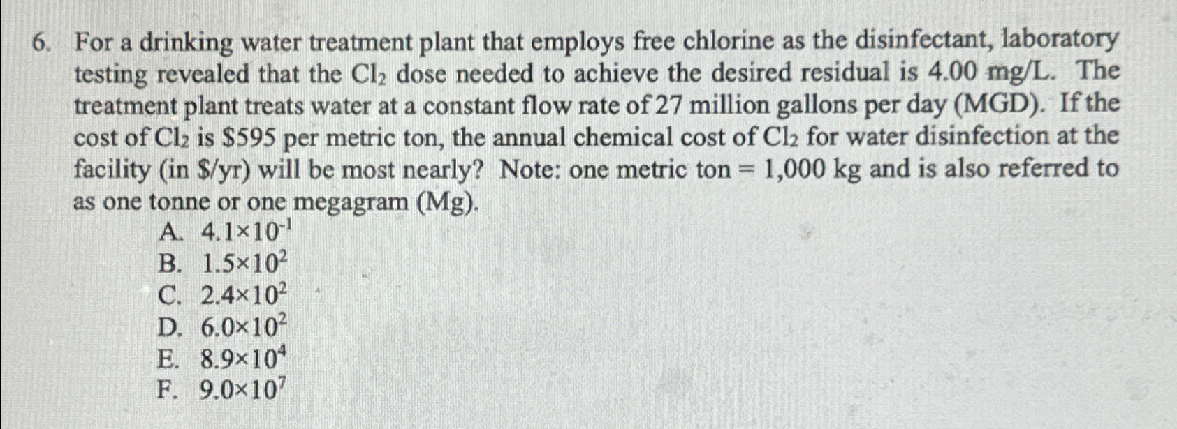 For a drinking water treatment plant that employs