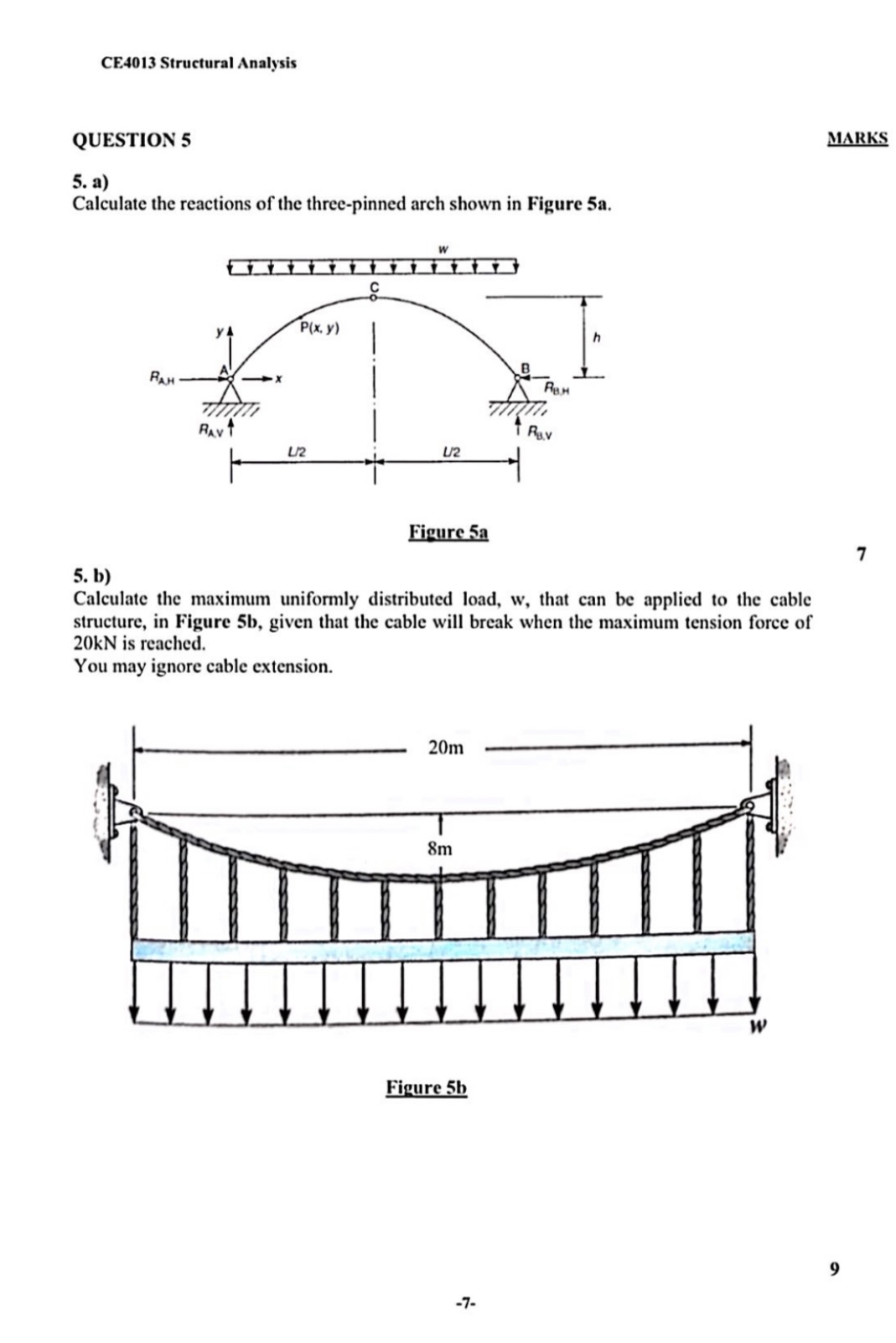 CE 4 0 1 3 Structural Analysis QUESTION 5 MARKS 5
