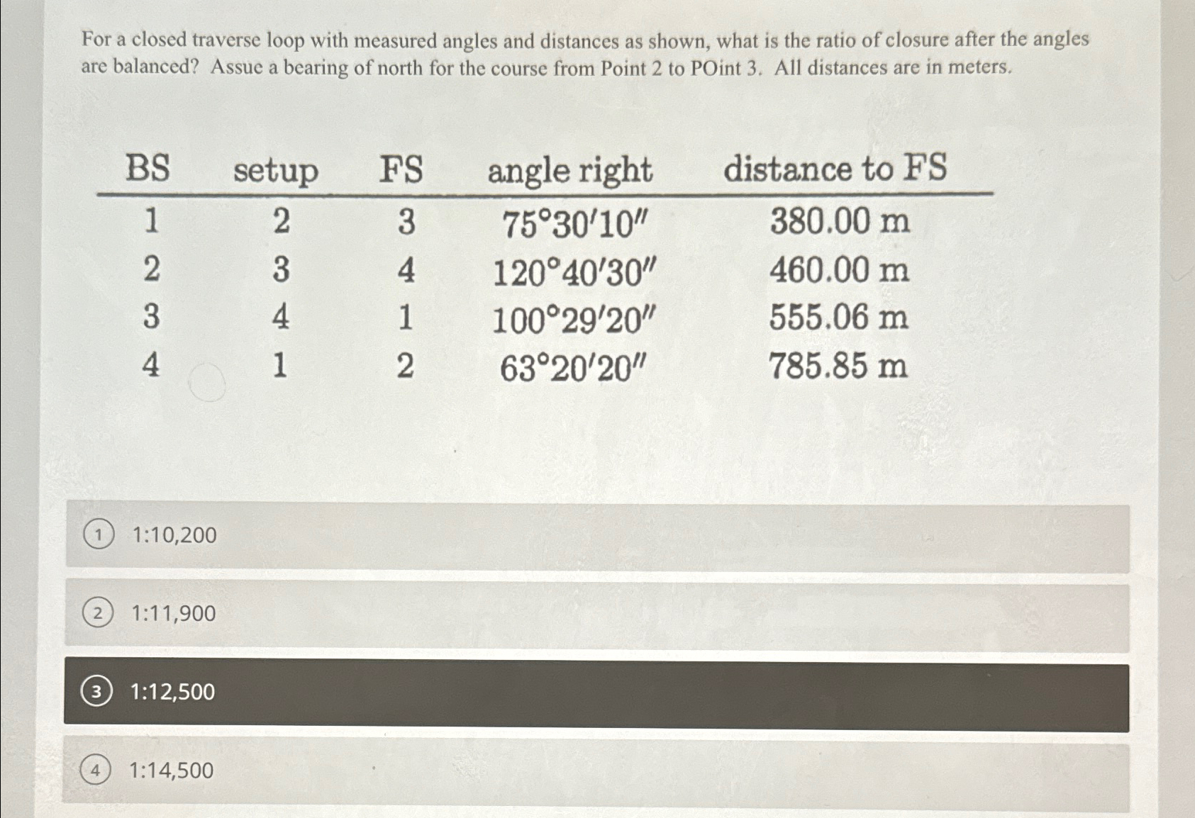 For a closed traverse loop with measured angles