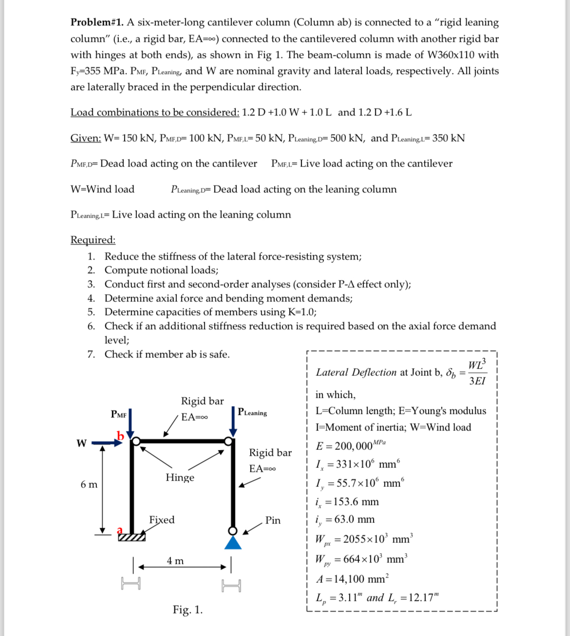 Problem# 1 . A six - meter - long cantilever