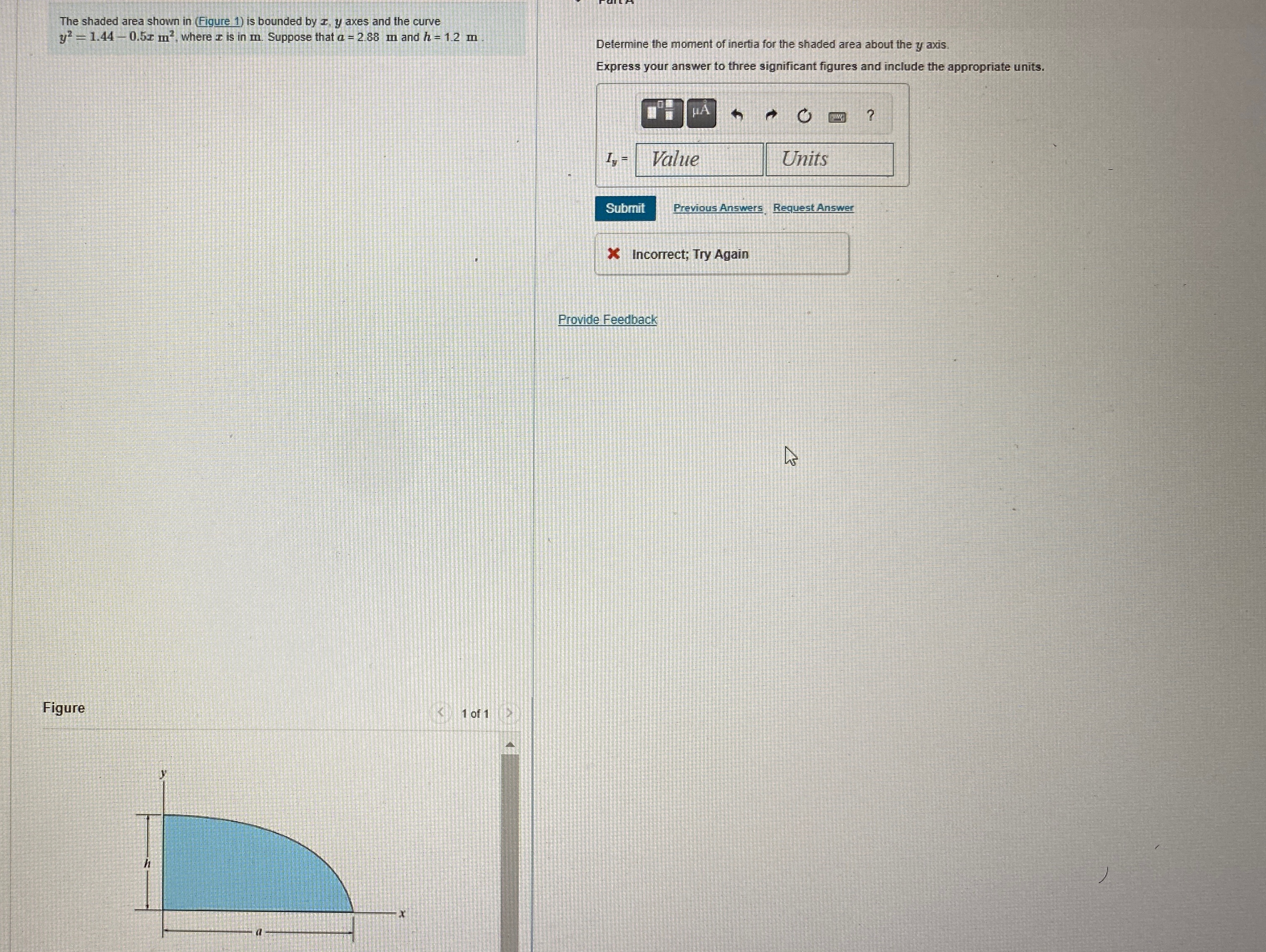 The shaded area shown in ( Figure 1 ) is bounded