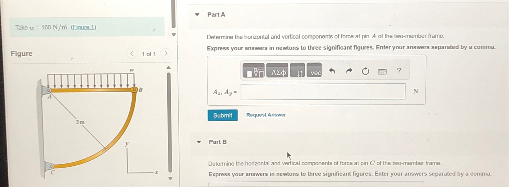 Part A Take w = 1 6 0 N m . ( Figure 1 ) Figure 1