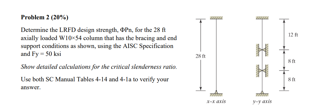 Problem 2 ( 2 0 % ) Determine the LRFD design