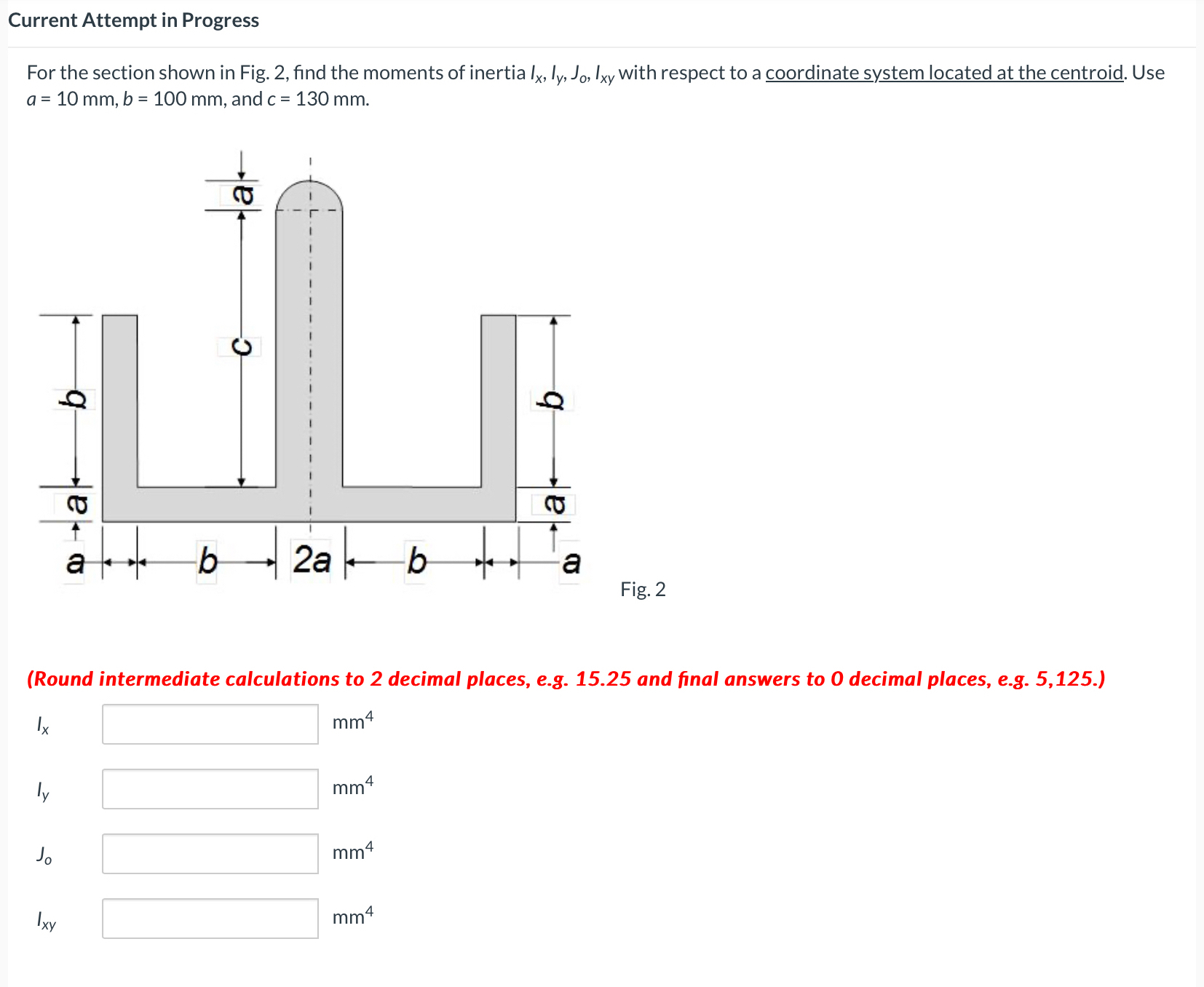 Current Attempt in Progress For the section shown